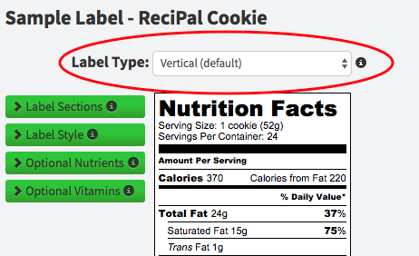 Change to New FDA Nutrition Label Format on ReciPal