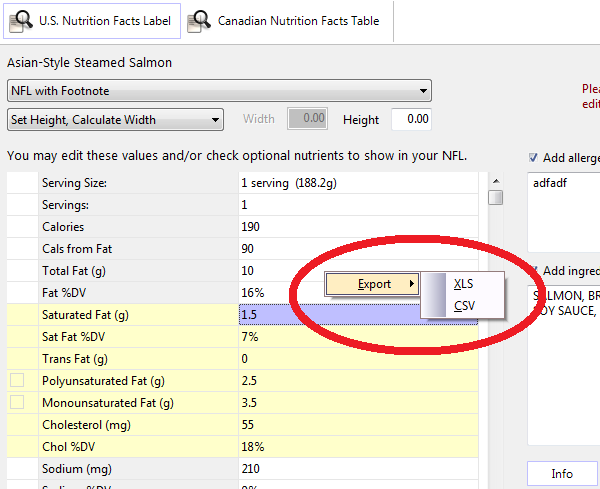 Export NutriBase nutrition data
