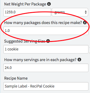 Packages Per Recipe Field